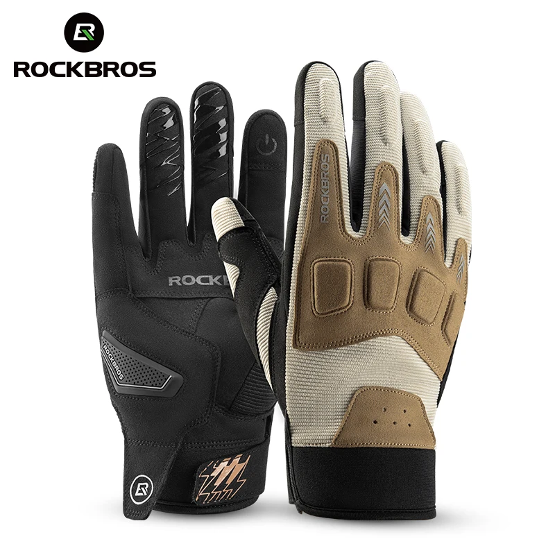 Full Finger Cycling Gloves Anti-slip Touch Screen Gloves Windproof Protective Mittens Men Motorcycle MTB Bicycle ROCKBROS