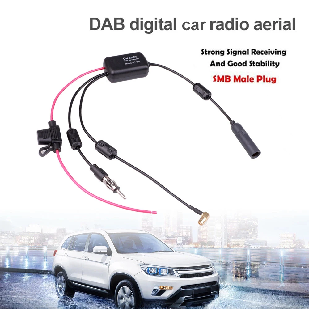 Vecys FM/AM Dab Dab + Car Antenna Amplificateur DIN Femelle à DIN  Adaptateur Mâle 12V Amplificateur d'antenne Numérique Digital Antenne avec  Anneau