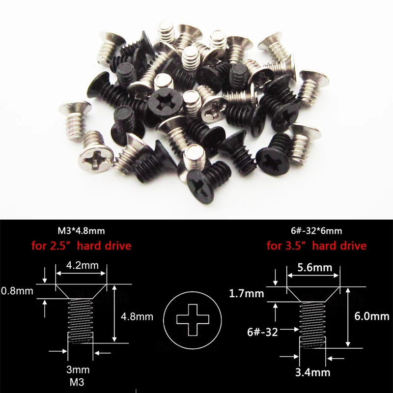 HDD hard disk drive mounting screws, 2.5"/3.5", 50 pcs, for computer