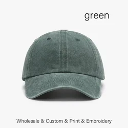 Custom Logo Retro Baseball Cap with DIY Embroidery Design - Sleekton - Buy 11-24 Pcs (Green)
