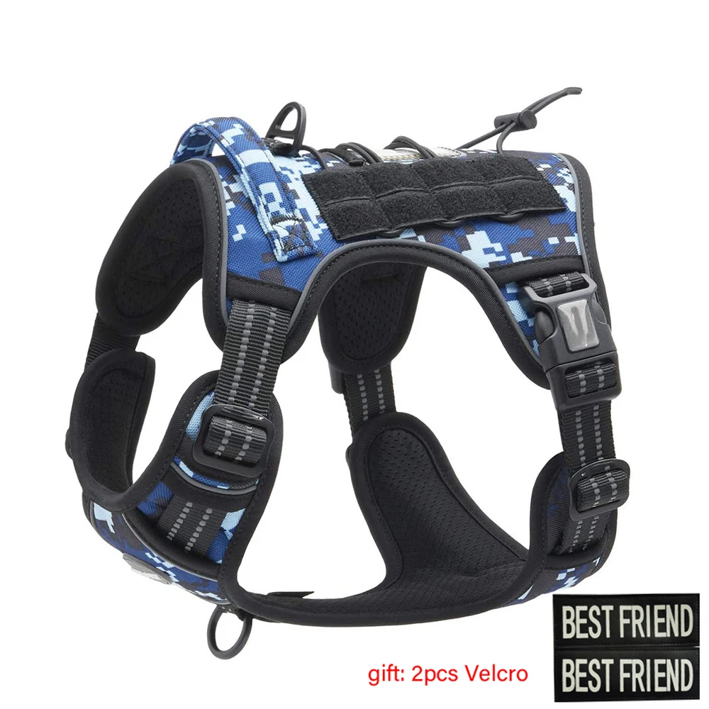 Tactical Dog Harness Adjustable Pet Working Training Military Service Vest Reflective Dog Harness For Small Medium Big Dogs dog collars golden retriever	 Dog Collars