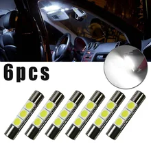 

6 Pcs Car LED Bulb Sun Visor Makeup Mirror Lamps Xenon White 3SMD 6641 6614F Fuse Light 12 V Super Bright LED Lamps 29mm