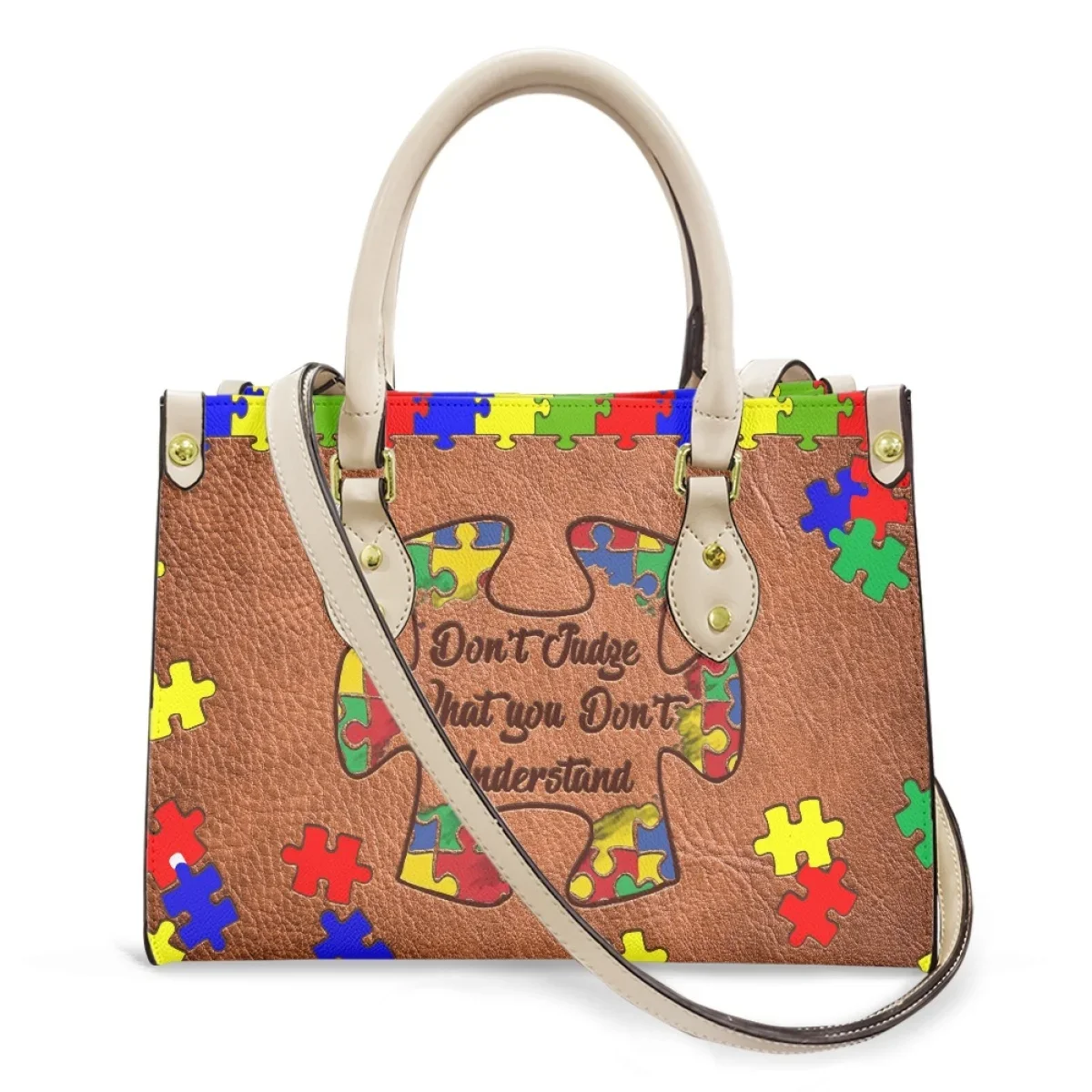 Top Handle Messenger Bag for Youth Autism Awareness Print Casual Brand Design Clutch Retro Trend Small Tote Bag Handbags Artwork