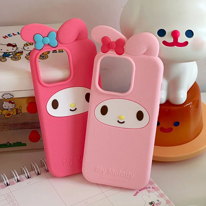 Kawaii 3D Bow My Melody Cartoon Silicone Phone Case - Pink Soft Anime Design