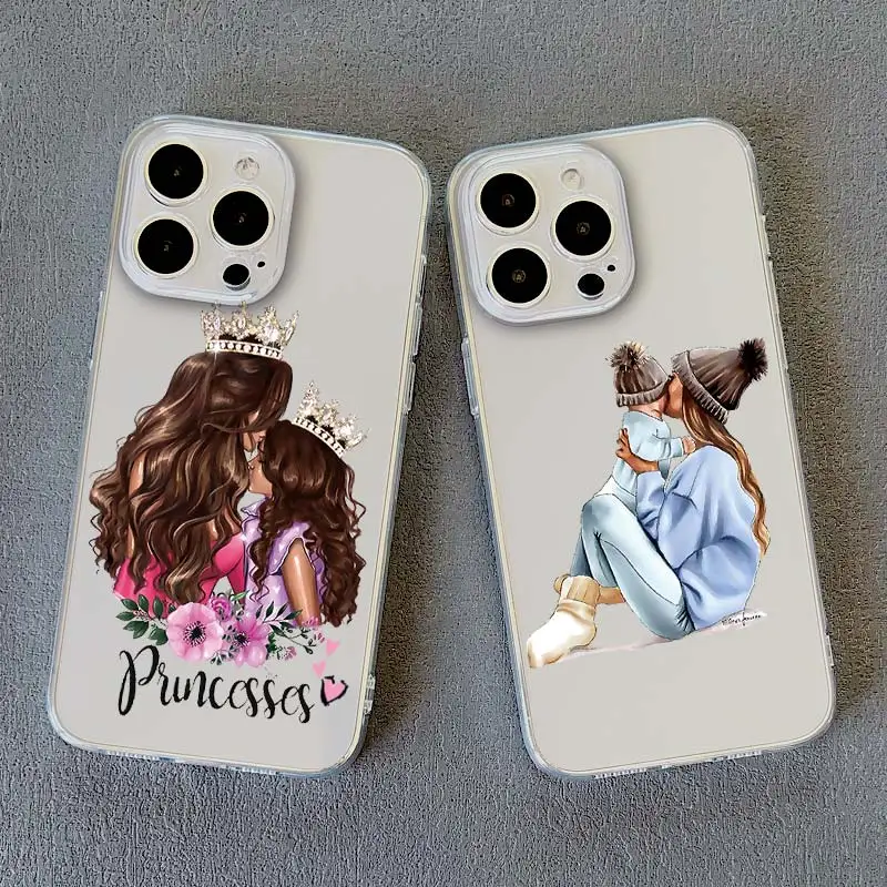 Stylish Family Mama of Girl Phone Case - Clear Transparent Cover