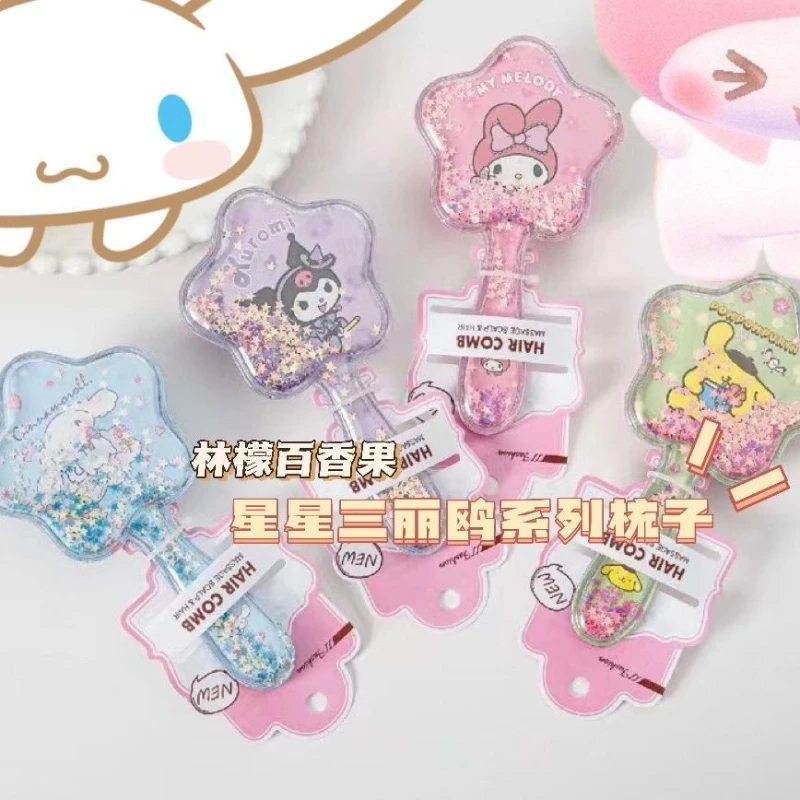 

4 pack Kawaii Sanrio Quicksand Cartoon Cute Girl Massage Comb Air Comb Air Bag Women’s Convenient cinnamoroll