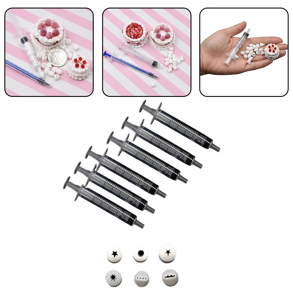 Cake Dessert Food Nozzles Toys Press Mini Clay Nozzles Clay Milk Cream Mini Cake Dessert Sharpener Tools 6pcs Pack
