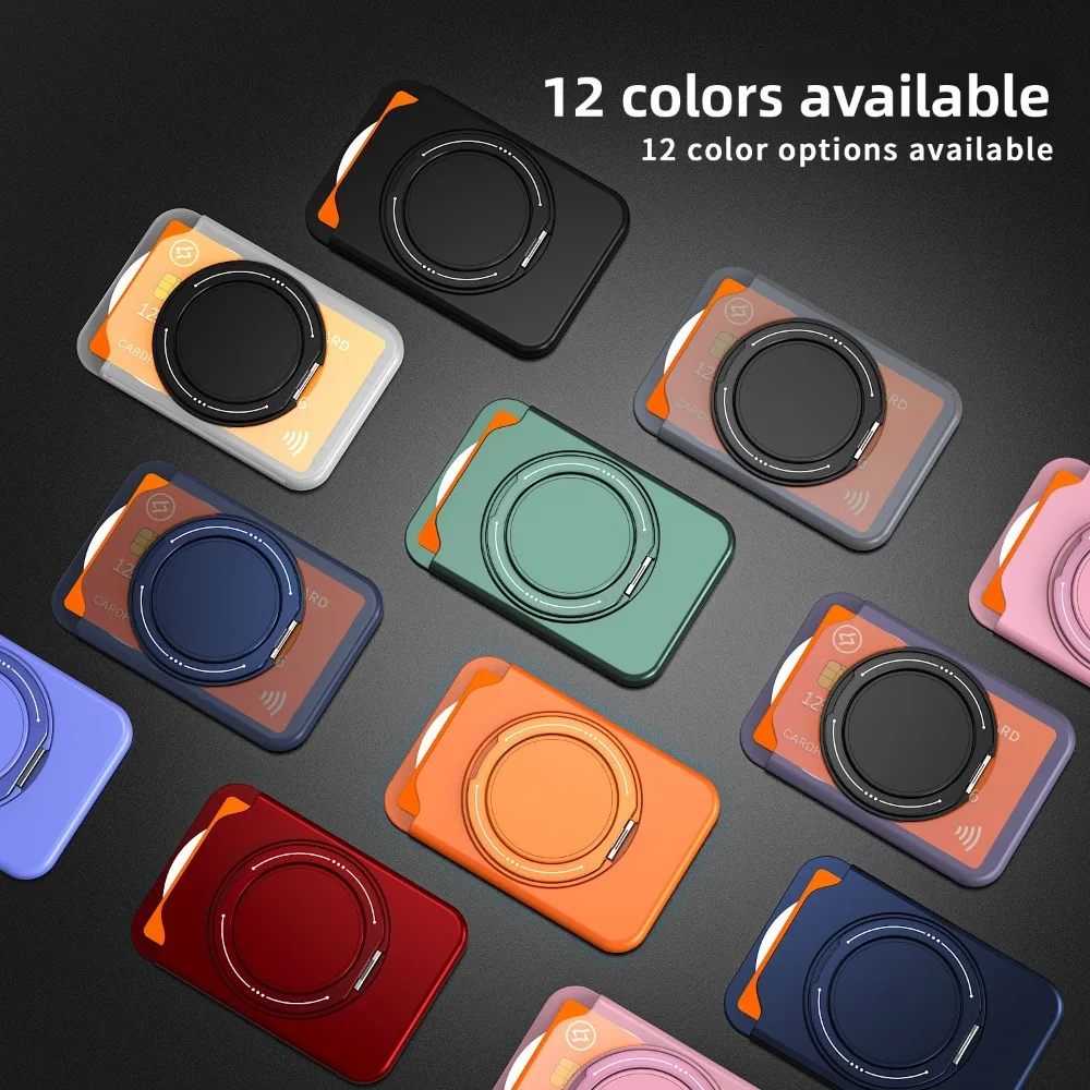 360 Rotating Ring Stand For Magsafe Magnetic Card Holder Wallet Case For iPhone 17 Pro Max 16 15 For Samsung S25 S26 Ultra