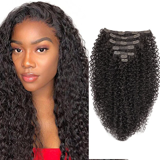 Long Jerry Curly Clip In Hair Extensions Natural Hairpieces Synthetic 7 Pcs Full Head Organic False Hair Afro Curls 26”/65cm #2