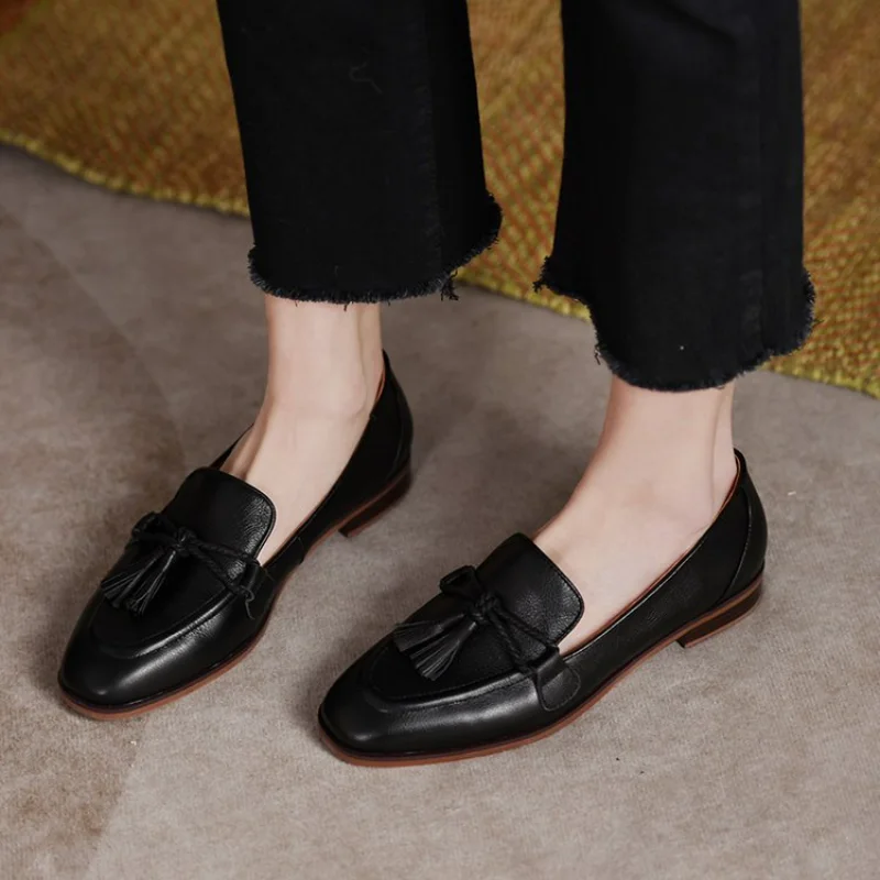 Fashion Square-toed loafers Women Flats Shoes Classic Women Shoes PU Leather Casual Single Summer Ballerina Shallow Mouth Shoes