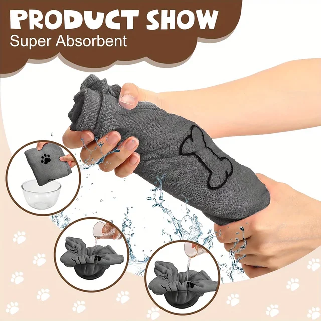 1/4 PCS Quick-Drying Microfiber Dog Towel Absorbent Pet Bath Product Fiber Quick-drying Bath Towel Car Wiping Cloth Pet Supplies 4