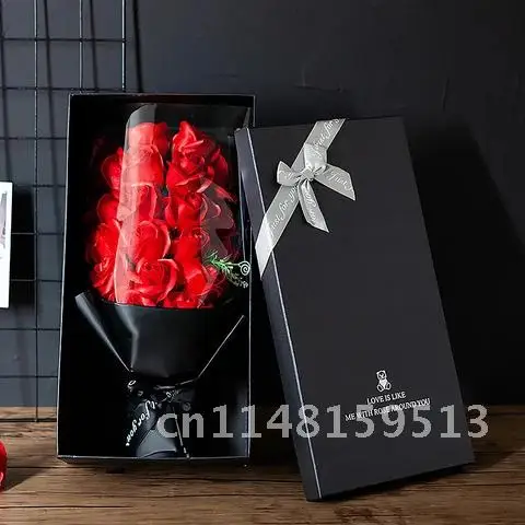 

Мыло на День святого Валентина, красные розы, букет цветов в подарочной коробке, романтическое украшение, рождественские подарки, подарок на день матери, День Св. Валентина