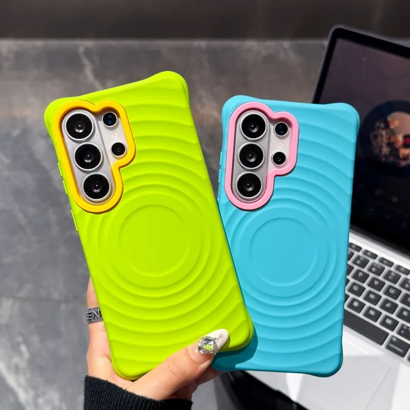 Wave Texture 2-in-1 Phone Case with Contrast Color Lens Frame and Shockproof Cover
