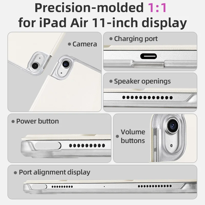 Clear Corner Case - Magnetic Buckle, Lens Guard, Scratch & Drop Resistant, Y-Fold, Auto Wake/Sleep