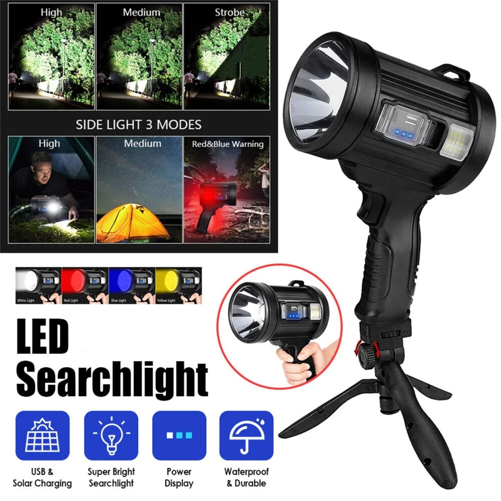 

Led Searchlight Spotlight 6000mah Rechargeable Battery 15800 Lm Super Bright Flashlight Outdoor Emergency Tool