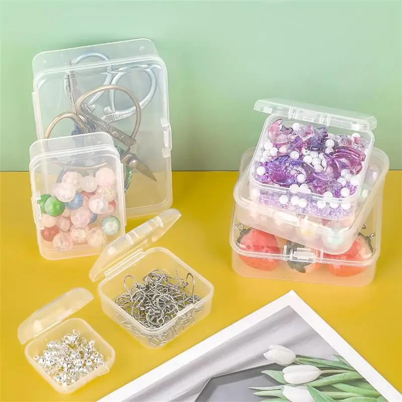 10pcs 플라스틱 상자 직사각형 상자 반투명 상자 포장 상자 보관 상자 방진 단단한 강한 보석 보관 케이스 컨테이너