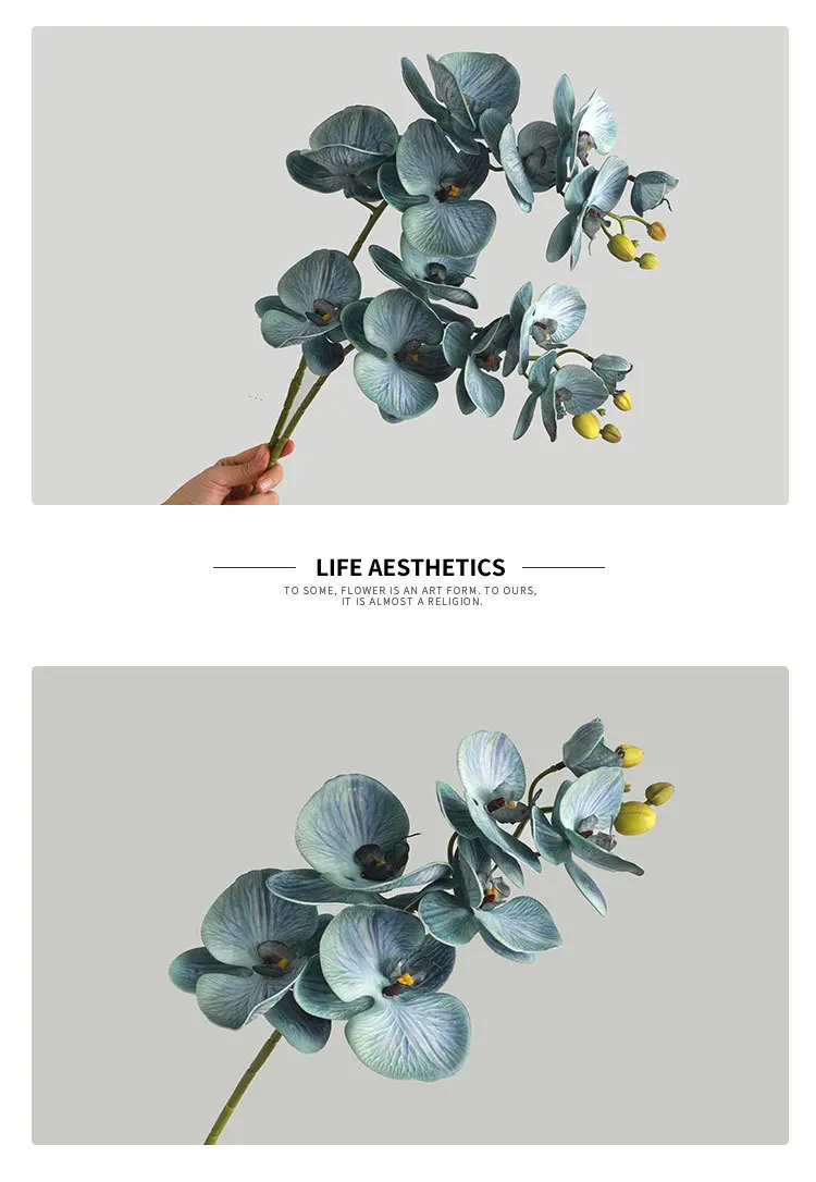 Realistische 7/9-köpfige Künstliche Schmetterlingsorchidee für Hochzeits-Blumenarrangements, Phalaenopsis für Tischvasen-Dekoration – Detail 7