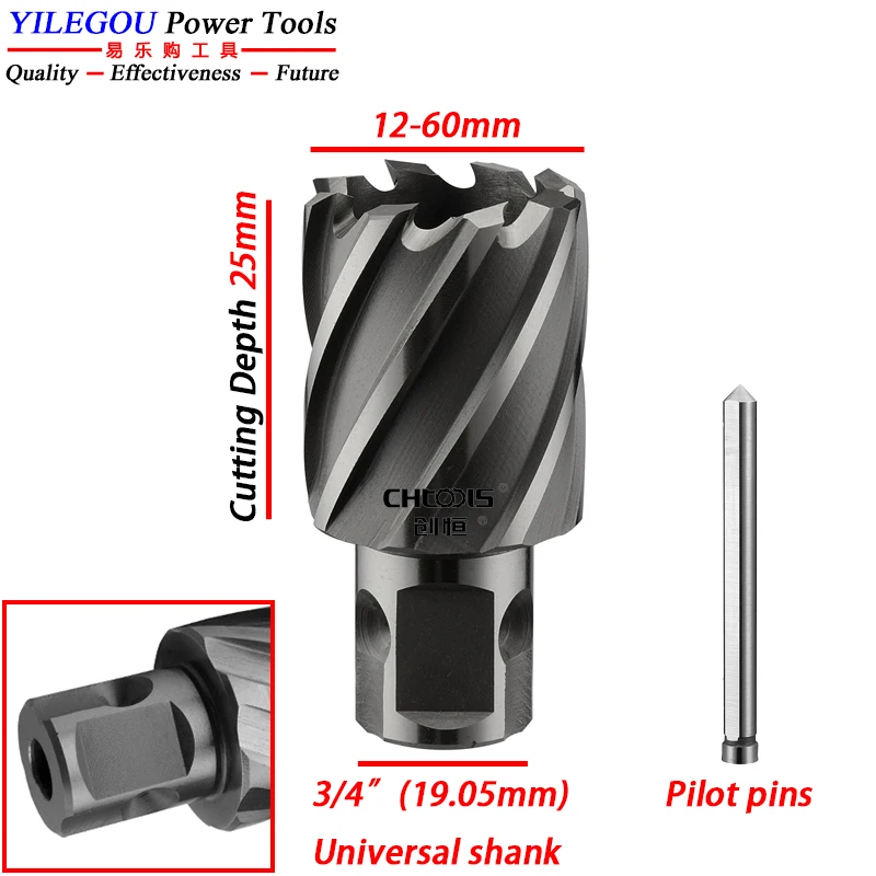 1260mmHSSAnnularCutter34UniversalShank1HighspeedSteelDrill
