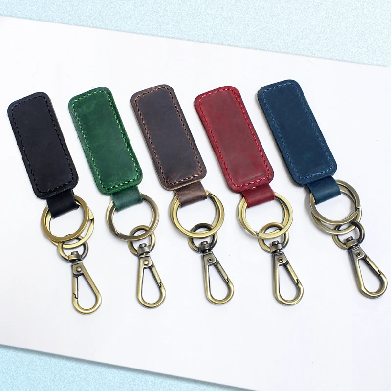 Vintage Cowhide Key Chain Luxury Design Genuine Leather Waist Hanging