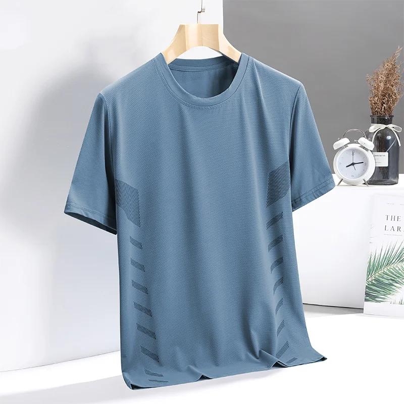 

Ice Silk T-shirt Men's Summer New Short Sleeve Printing Loose Thin Plus Size Trend Sports Tops Tees Casual Fashion Men Clothing