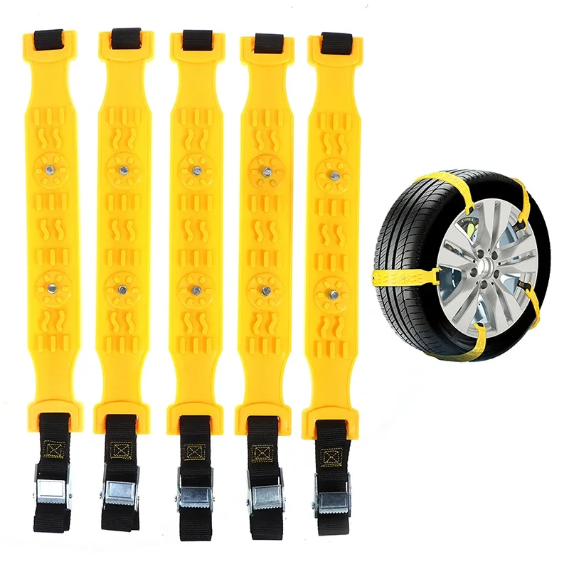 1/5pcs Car Tire Anti-skid Chains Thickened Beef Tendon TPU For Snow Mud Sand Road