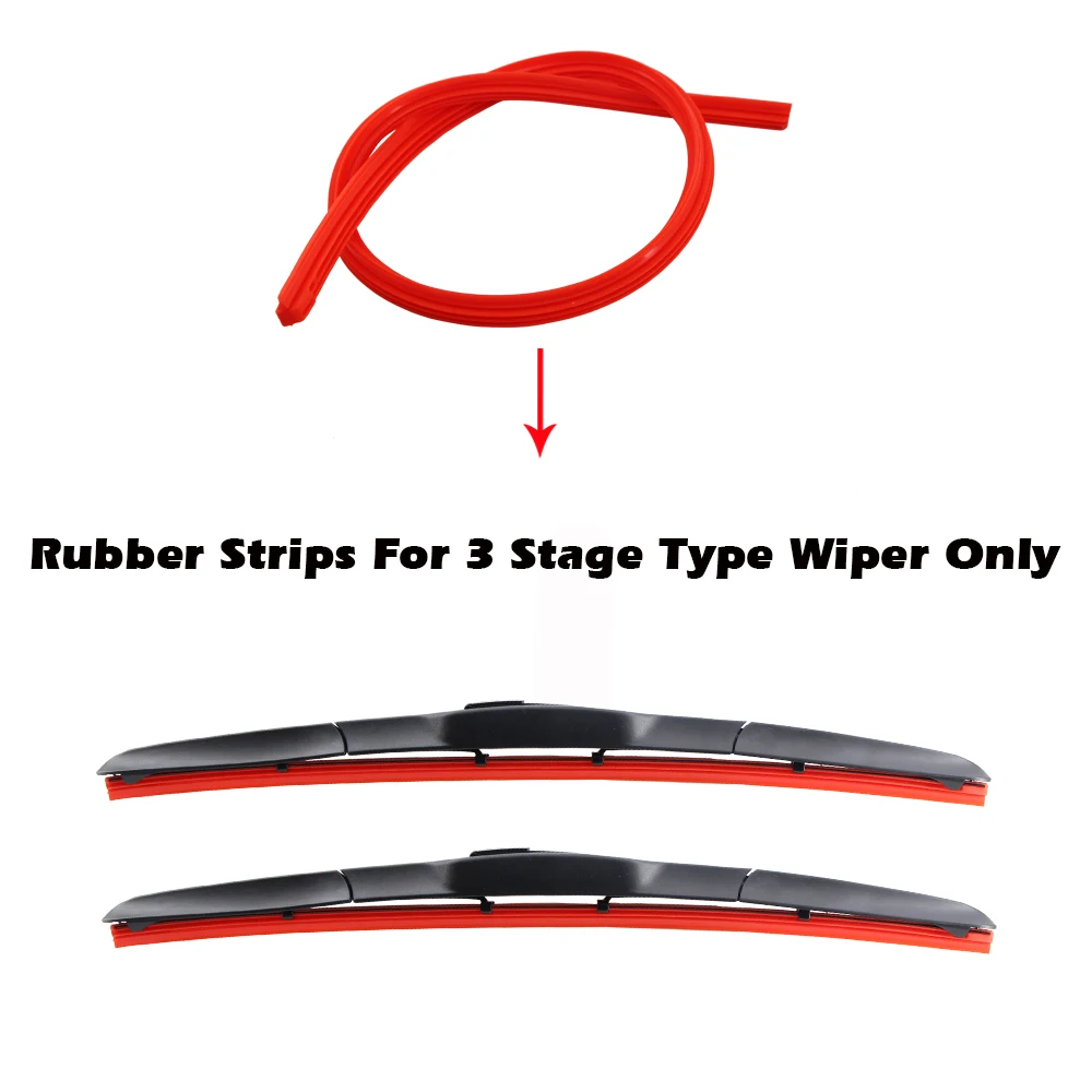 Premium Red Hybrid Wiper Blade with Silica Gel Refill Strips (Set of 2)