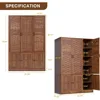 Wardrobe Closet with 6 Woven Doors, Walnut Armoire Wardrobe Cabinet for High Storage Capacity with Hanging Children's Wardrobes 3