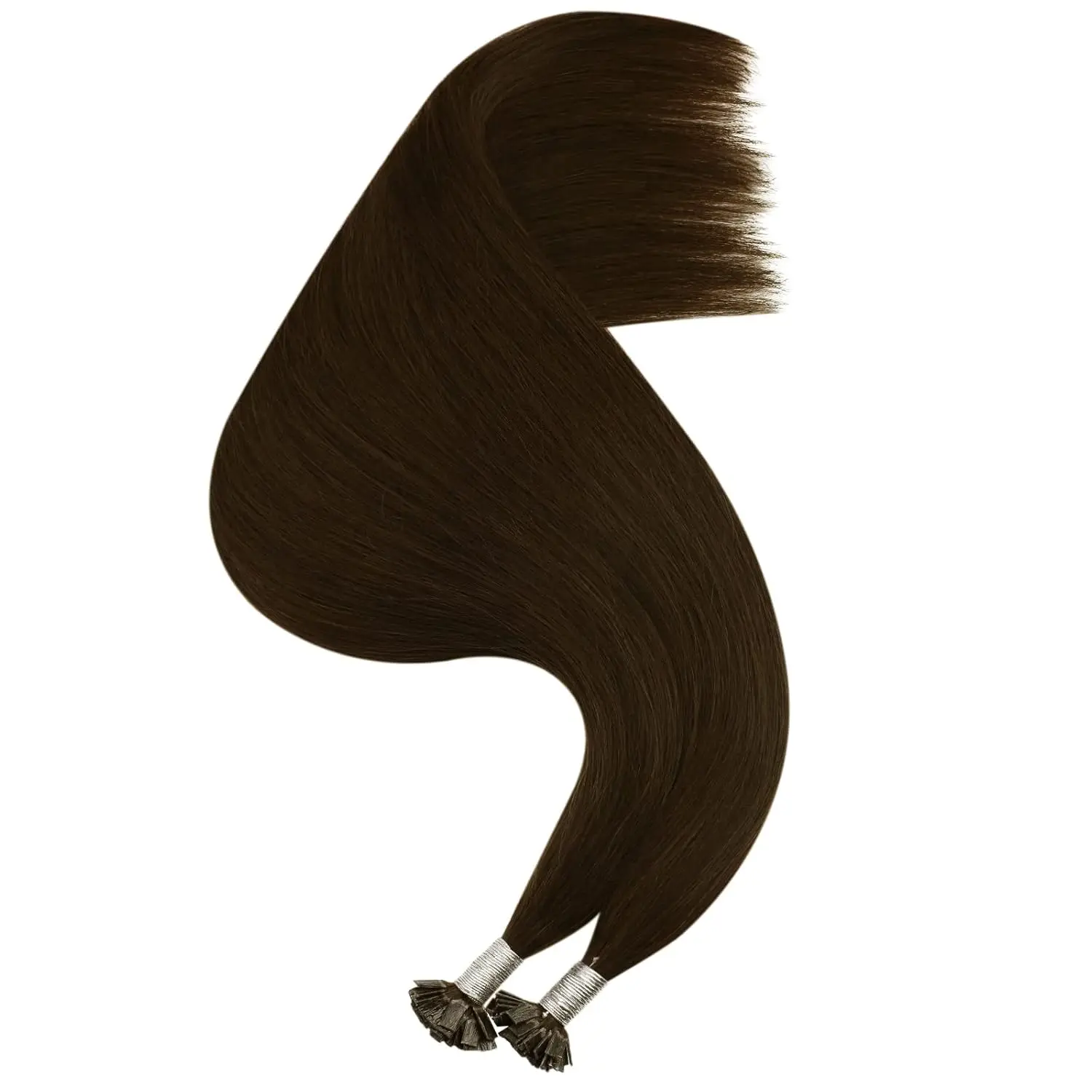 풀 샤인 핫 퓨전 플랫 팁, 실제 인모, 미리 접착된 케라틴 헤어 익스텐션, 여성용