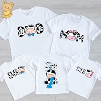 Baby Cow Birthday Party T Shirt Family Outfit Matching Clothes Holiday Look Father Mother Kids Shits 1 Year First Birthday Shirt 1