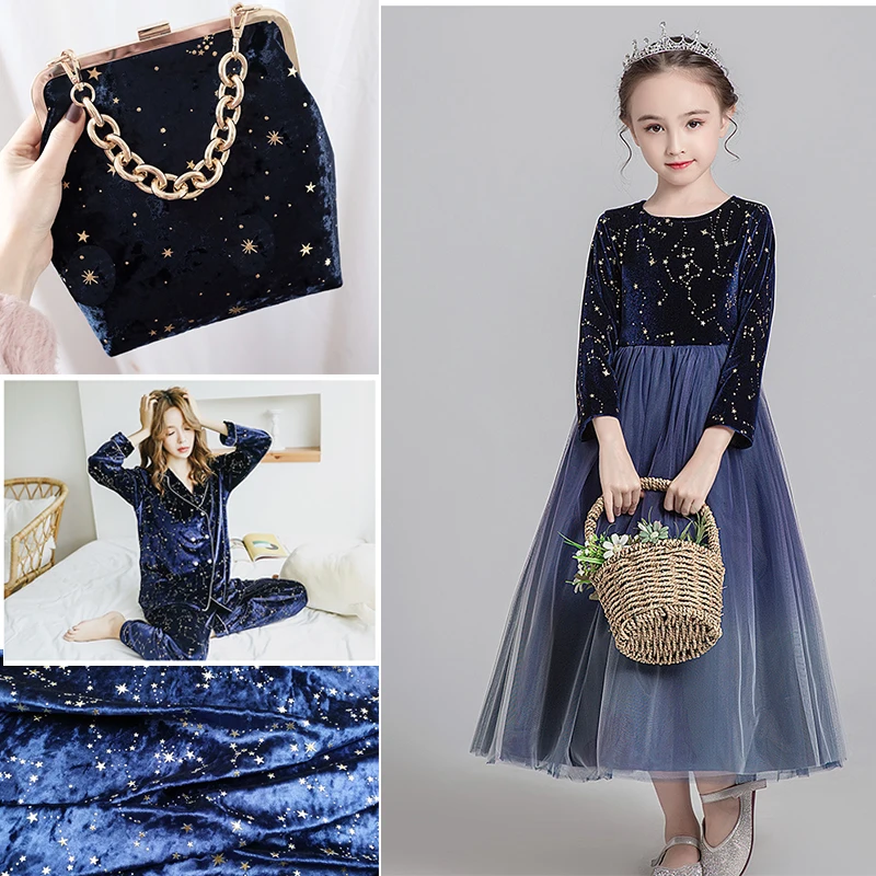 50*50cm Gold velvet Diamond star bronzing fabric for DIY Doll Dress Throw Pillow Wallet Decorative Gift Patchwork Handsewn