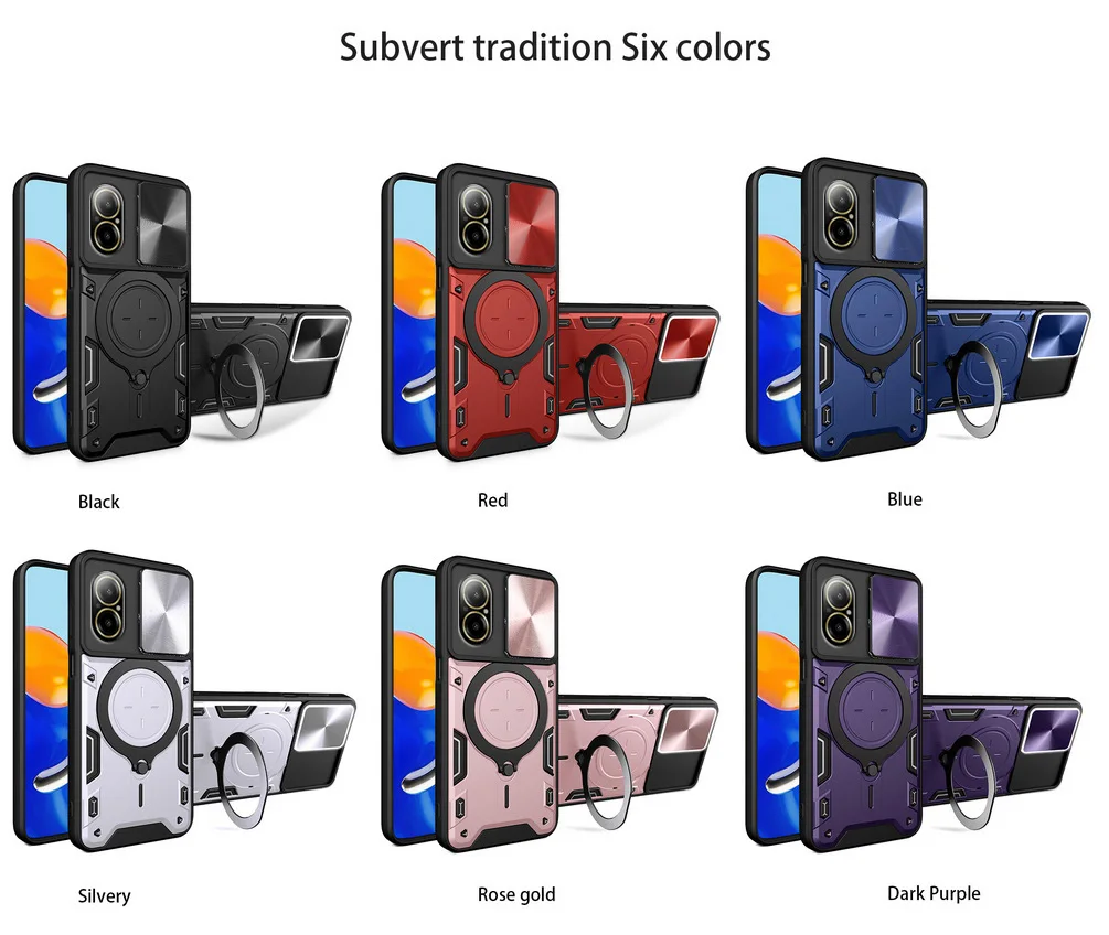 Sleek Metal Ring Camera Protect Case with Rotating Holder Cover