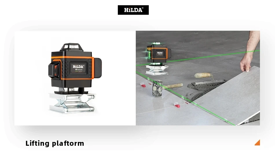HILDA 3D/4D-Laser-Wasserwaage, 12/16 Linien, selbstnivellierend, 360° horizontal und vertikal, Kreuz, superstarke grüne Laser-Wasserwaage – Detail 8
