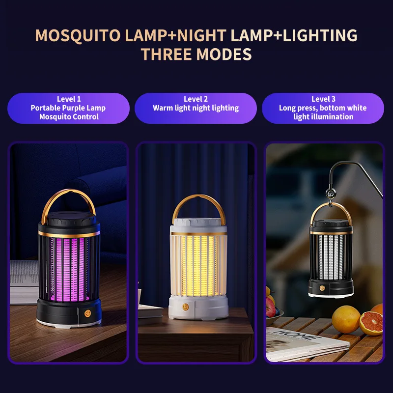 Portable Mosquito Killer Lamp 360&deg; Biometric Mosquito Control Night Light 1600mAh Recharge Battery Safe for Pregnant and Infants