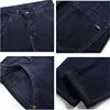 180KG Plus Size Jeans Men Big 56 54 52 Autumn Thick Straight High Waisted Dad Elastic Denim Trousers Blue Loose Stretched Pants 5