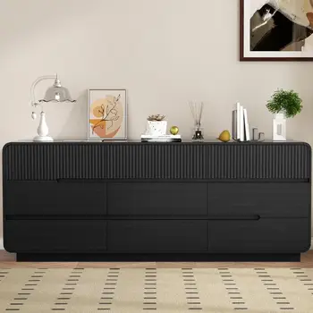 Modern 9-Drawer Black Wooden Dresser – Silent Slides & Anti-Tip 1