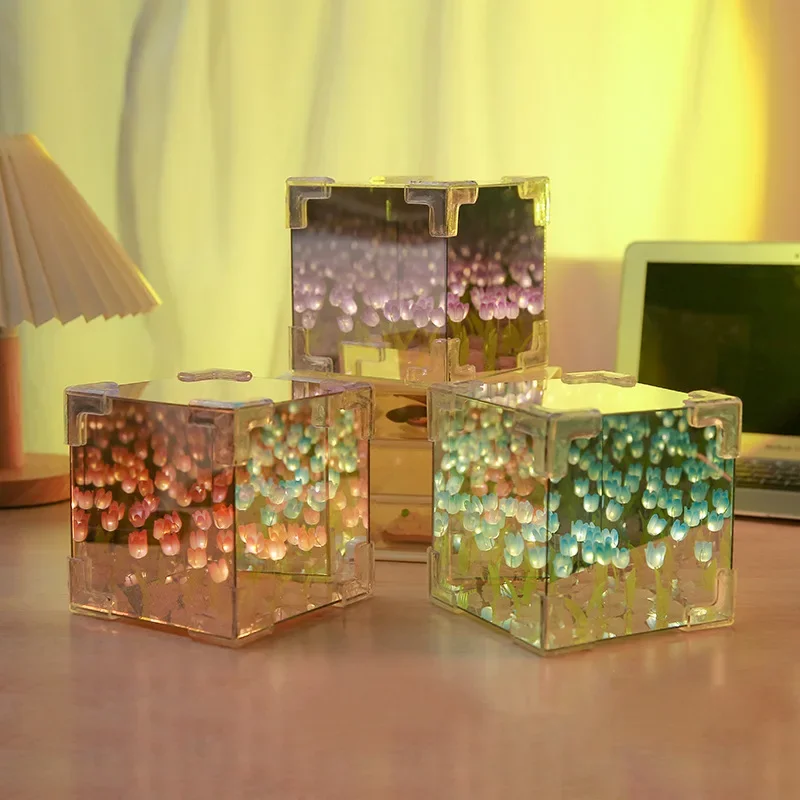 Luz LED De Noche De dormitorio, Llampara de espejo 3D 장식, Mara, Nube y tulipan, 이상적인 파라 레가
