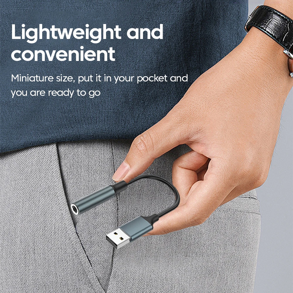 USB to 3.5mm 잭 오디오 어댑터 USB to 3.5mm 헤드셋/마이크 외부 스테레오 사운드 PC 노트북용 USB to 3.5 잭 어댑터