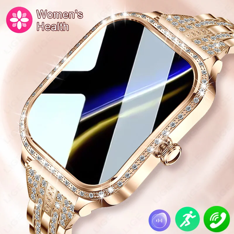 Nuovo Smartwatch per Donne, Display HD da 1,75 Pollici, Monitoraggio Frequenza Cardiaca, Fitness, Impermeabile IP68, Chiamate Bluetooth, Regalo per Signore