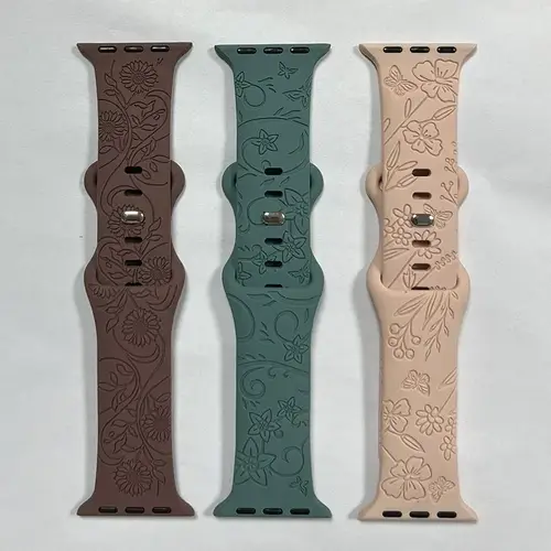 Engraved Band for Apple Watch Strap 46mm 44mm 42mm 41mm 40 45mm Ultra 3 2 49mm Floral Bracelet Iwatch Series 11 10 9 8 7 SE 6 5 - Image 4