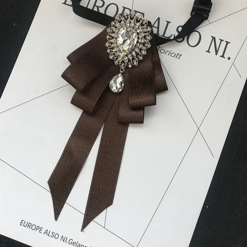 Vintage Kristall Stoff Fliege Brosche Koreanische Mode Bowties Krawatten für Frauen Weißes Hemd Kragen Luxus Schmuck Zubehör – Detail 3