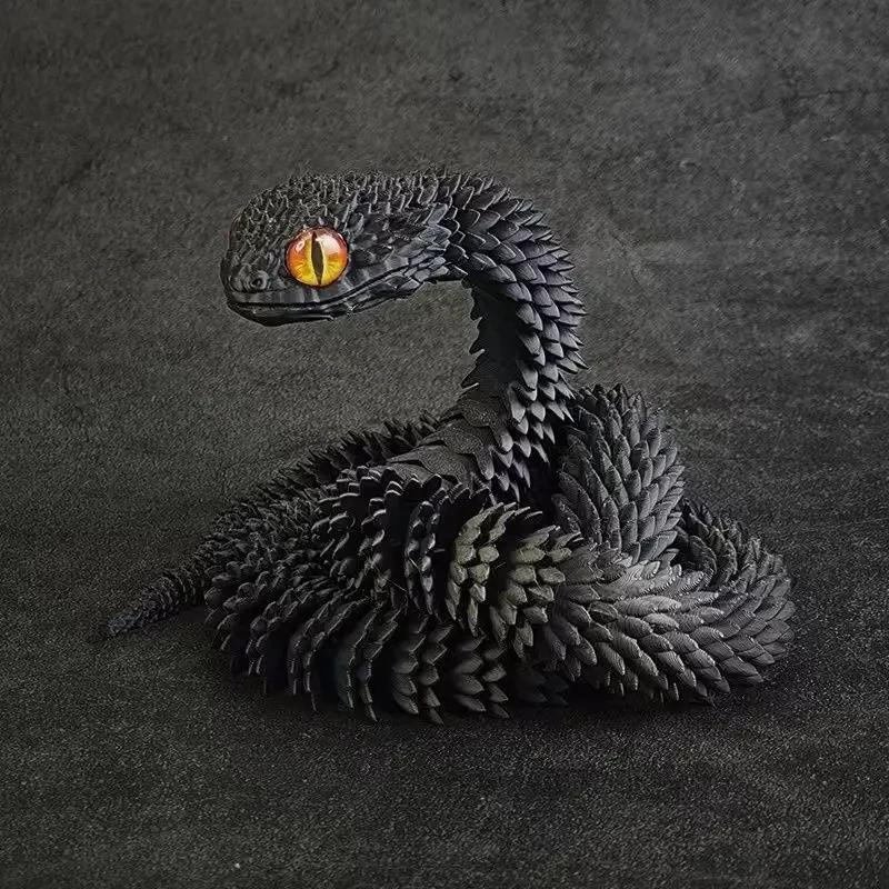3D Printed Flexible Viper Snake Model – Art Decor, Multiple Colors & Sizes (30cm/40cm/60cm) Perfect for Home and Office Décor.