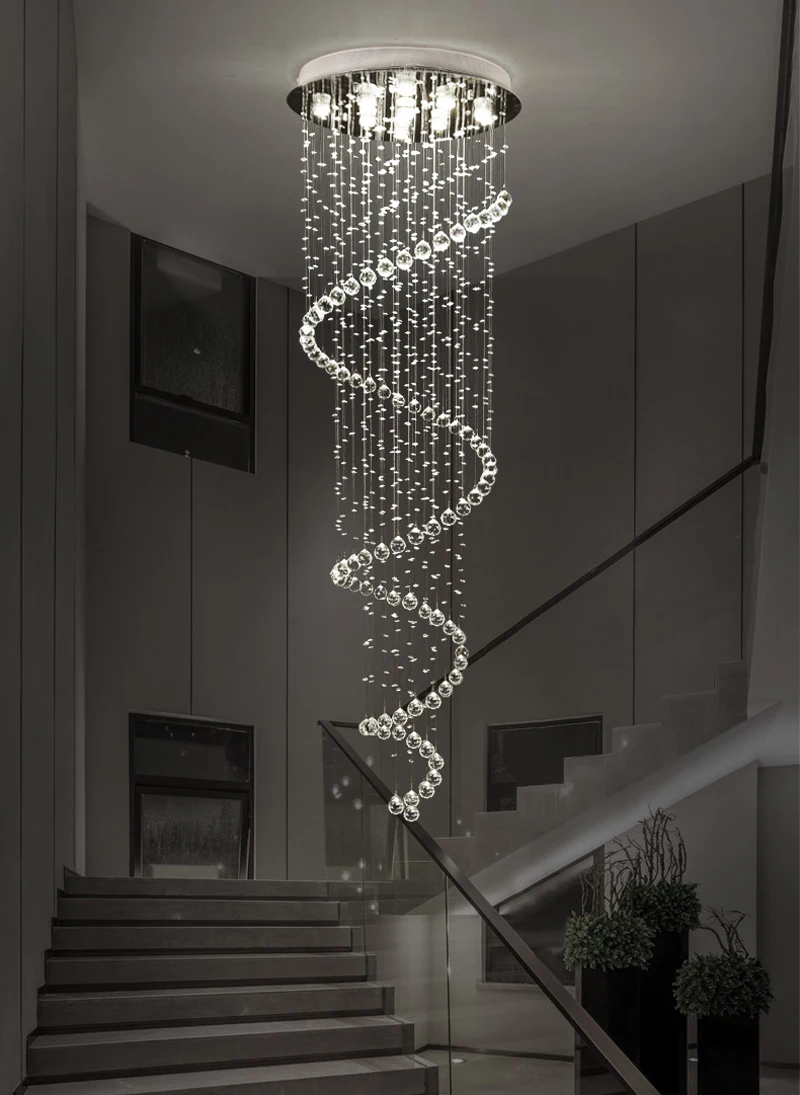Modern Led Chandeliers Light Fixture For Staircase Stair Lights Luxury Hotel Villa Vanity Bedroom Hanging Lamp 3