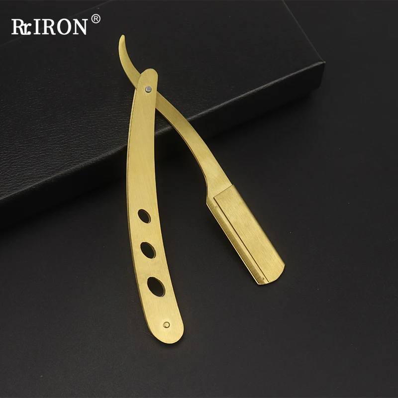 

RIRON Stainless Steel Razor For Professional Barber Manual Folding Shaving Knife Hair Removal Shaver Tool