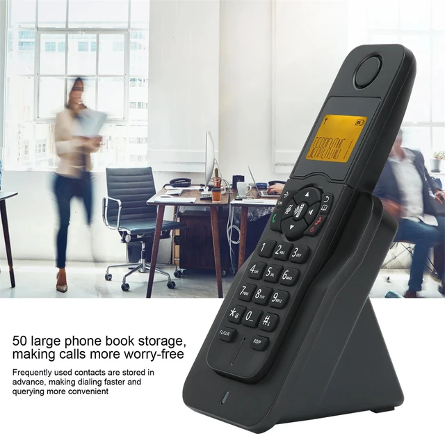 Teléfono inalámbrico, teléfono de mano inalámbrico digital Teléfono de  intercomunicador gratuito Teléfono de llamadas manos libres, 100-240V  (negro)