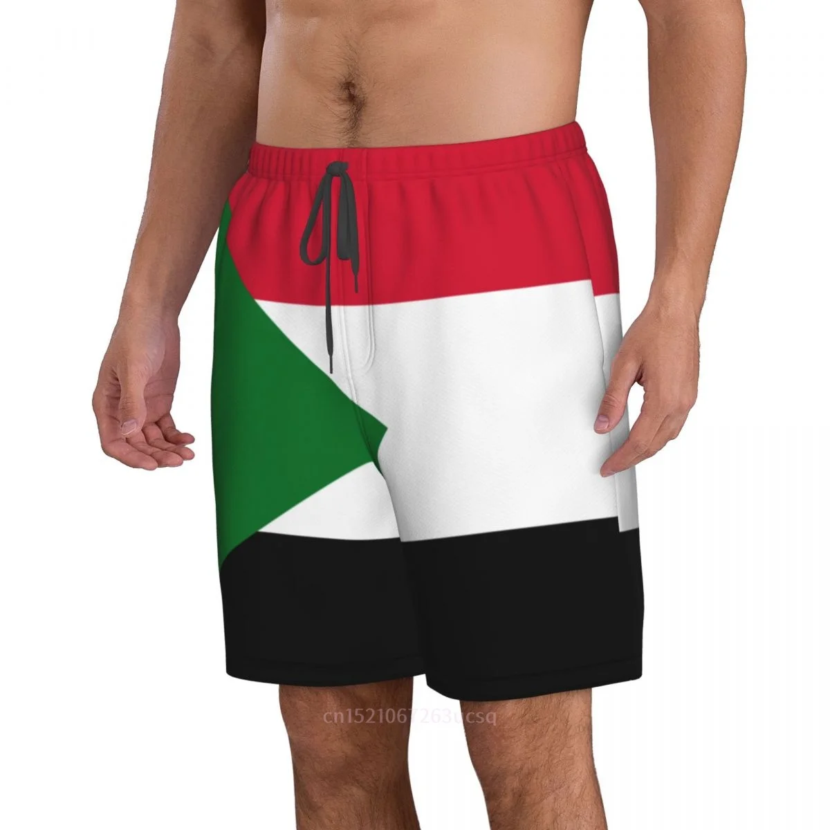 2025 Summer Polyester SUDAN Country Flag 3D Printed Men's Board Shorts Beach Pocket Running Summer Pants 3