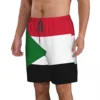 2025 Summer Polyester SUDAN Country Flag 3D Printed Men's Board Shorts Beach Pocket Running Summer Pants 3