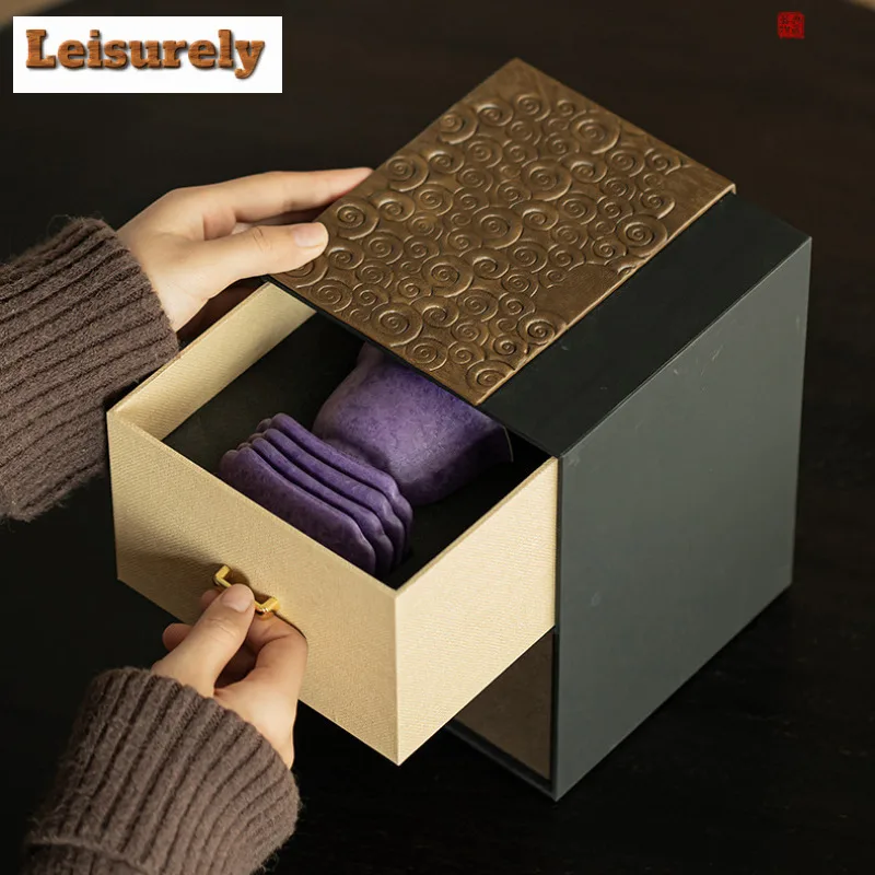 Crystal Glazed Purple Charm Oriental Tea Set Complete Set Handmade Tea Ceremony Set Teapot And Tea Cup Set Teaset Collection