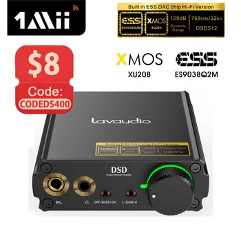 1Mii DS400 DAC 헤드폰 앰프 HiFi 스테레오 오디오 휴대용 768K/32Bit DSD512 고해상도 데스크탑 앰프, 안드로이드 iOS 윈도우즈