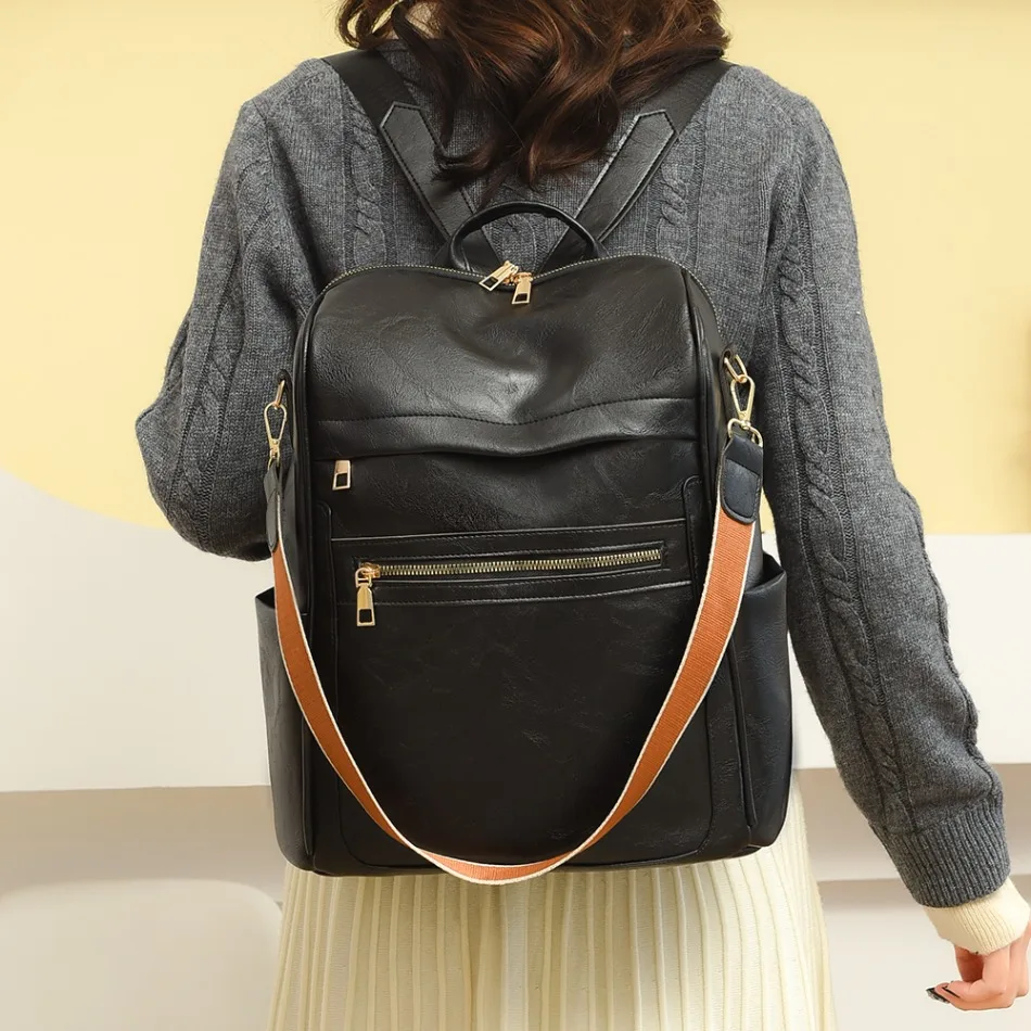 Schooll Bags Travel Bagpack Ladies Bookbag High Quality Leather Back Pack Women Large Capacity Multifunctional Backpacks Woman 2