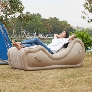 Poltrona lounge per divano pigro semplice Poltrona per divano gonfiabile in PVC con cuscino d'aria portatile completamente automatico per esterni, sedile da campeggio